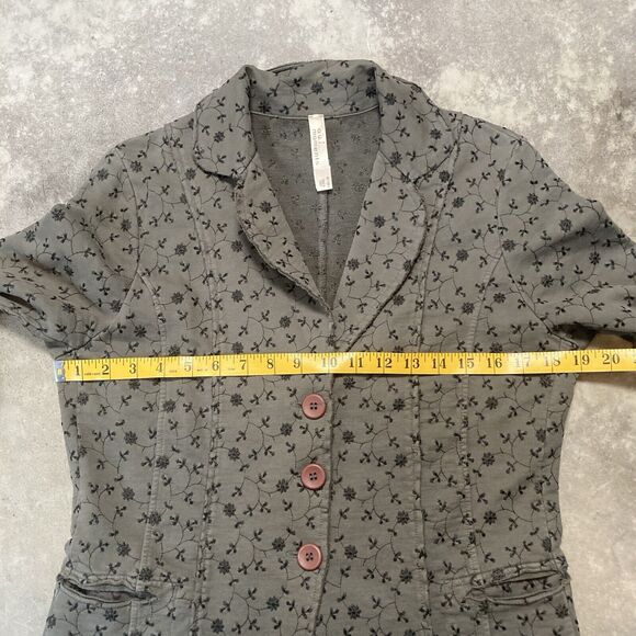 Oui Moments Jacket‎ Womens 8 Cotton Knit Blazer Olive Green Single Breasted - Picture 3 of 12